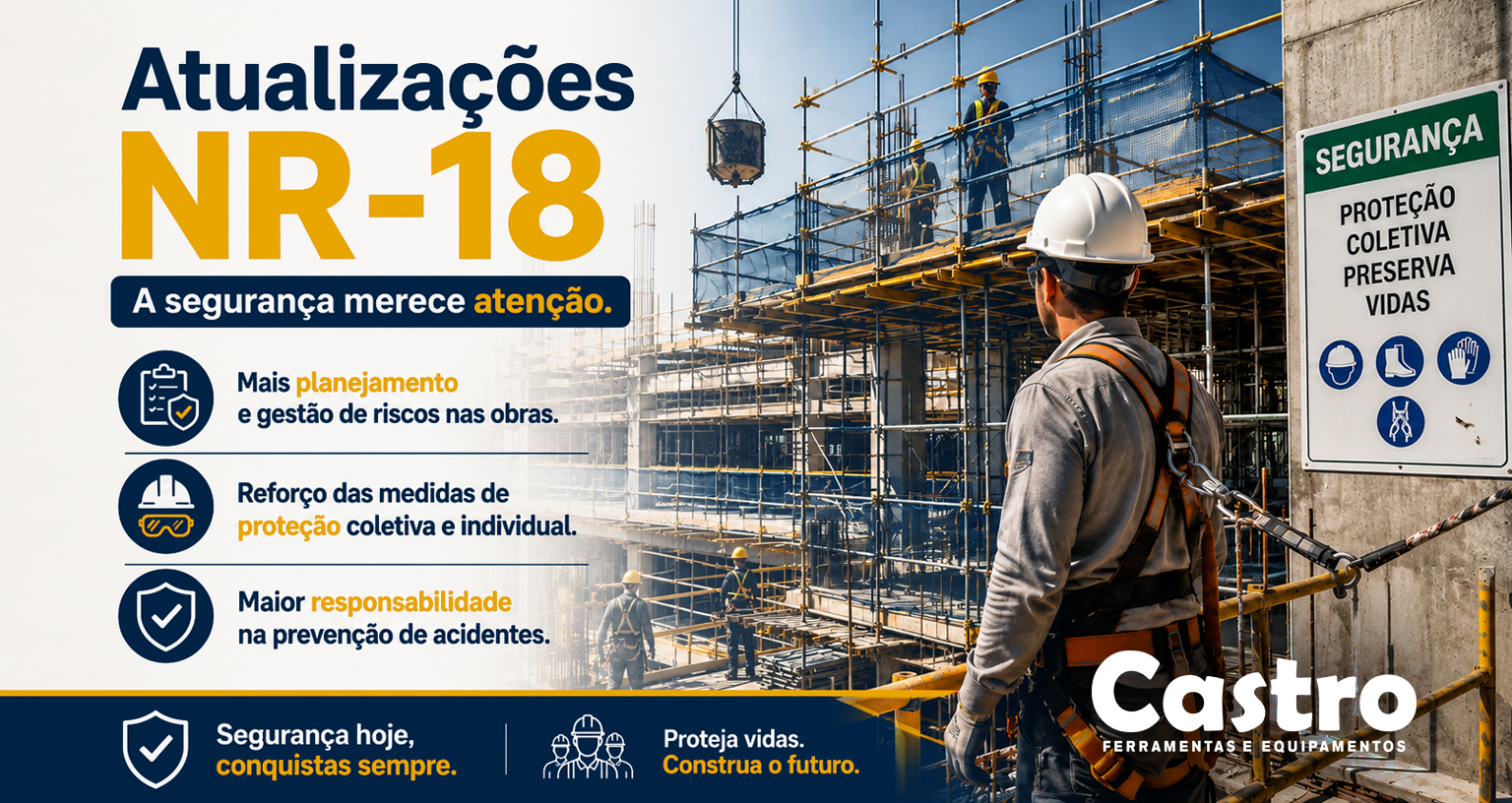 Matéria da Castro Maquinas sobre NR-18 é atualizada: o que muda para a segurança na construção civil?