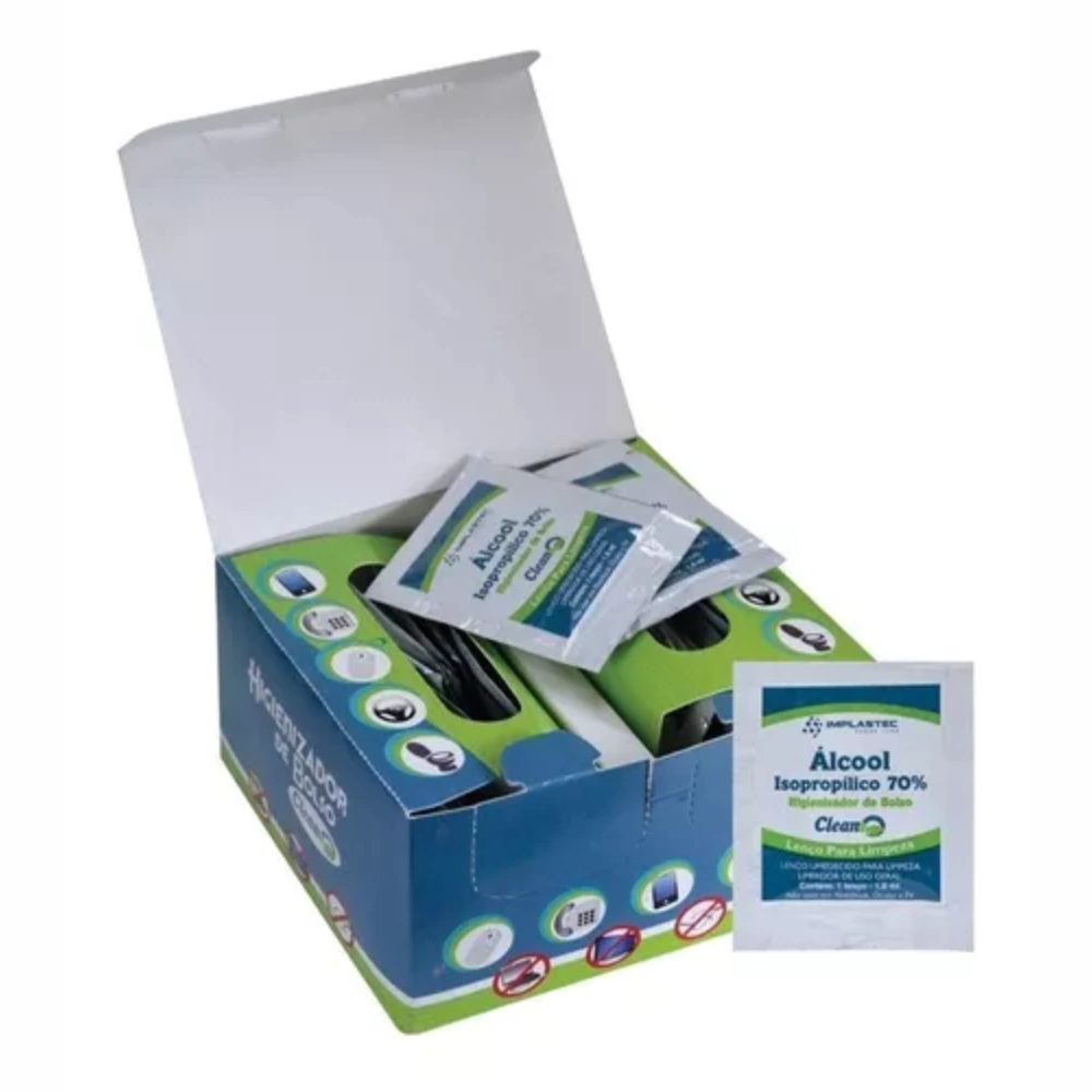 Lenço com Álcool Isopropílico Cx 50 Unid Sachê | Castro EPIs