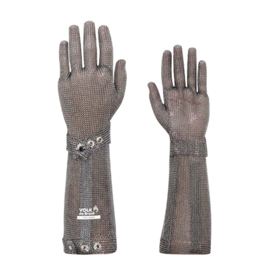 Luva Malha de Aço Longa Anticorte com CA | Castro EPIs