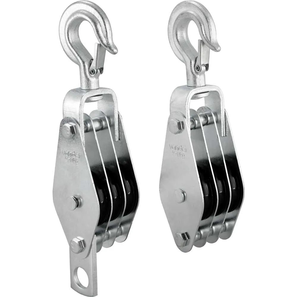 Moitão/Cadernal 45 mm com 3 roldanas