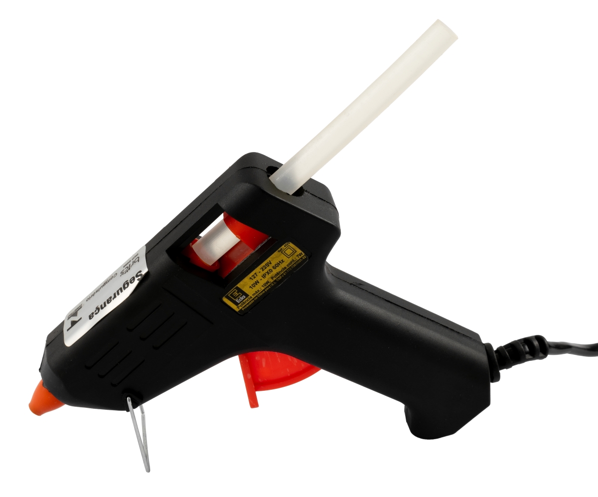 Pistola de cola quente profissional de alta performance. Ideal para fixação em telecom, eletrônica e manutenção industrial. Pronta entrega nacion
