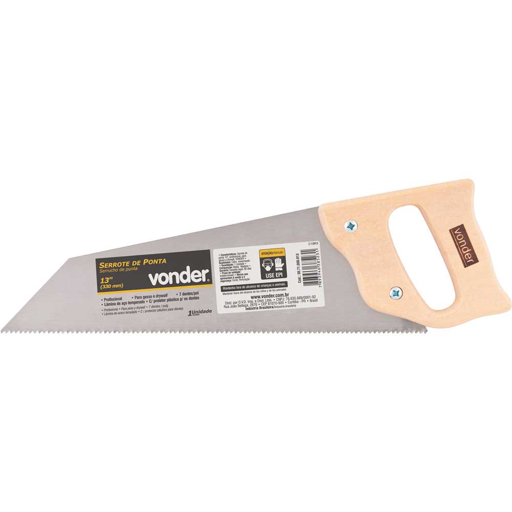 Serrote de Ponta VONDER 13 para Gesso e Drywall | Castro EPIs